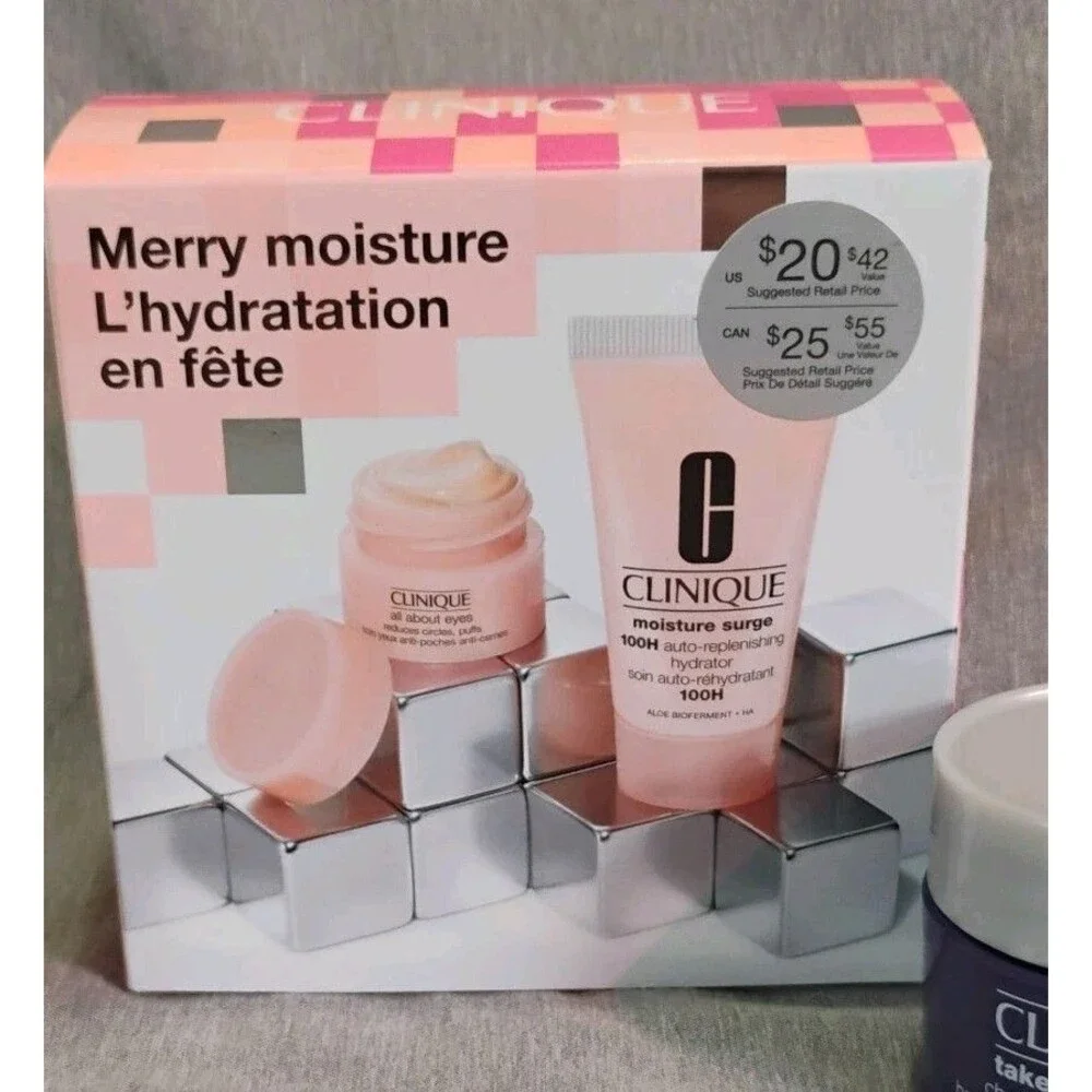 5pc Clinique Skincare Lot Take The Day Off Charcoal Cleansing Balm Hydrating Set